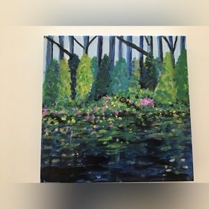 Small original art. Titled:  Woodland Pond